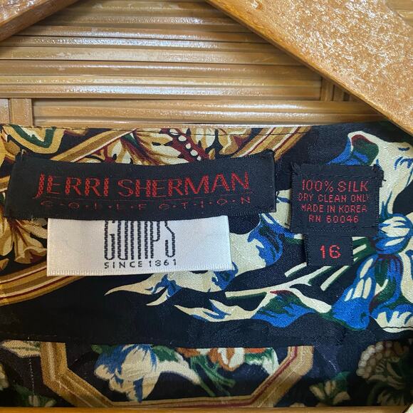 Vintage Jerri Sherman 100% Silk Floral Baroque Tunic Top Blouse 16 plus Boho - Picture 4 of 8